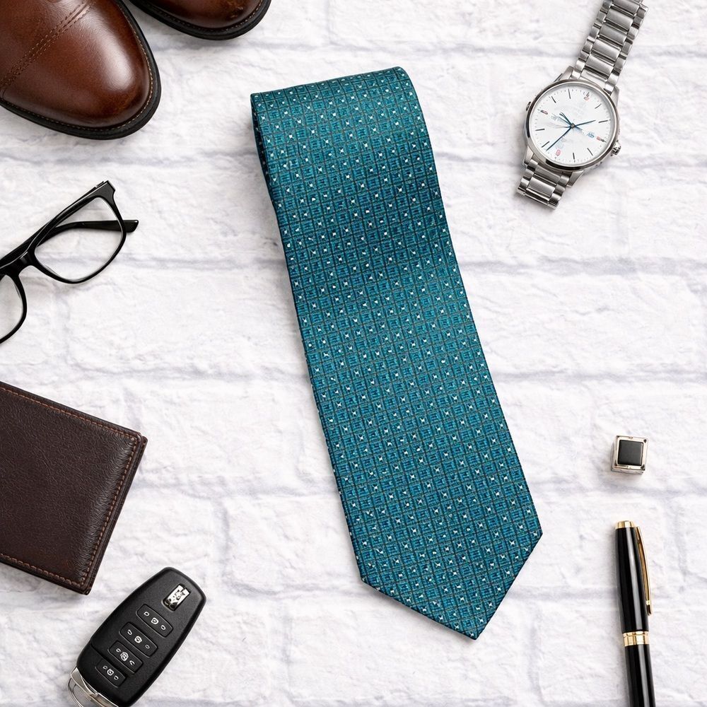 JOS. A. BANK Classic Collection Slim Tie – Teal Geometric